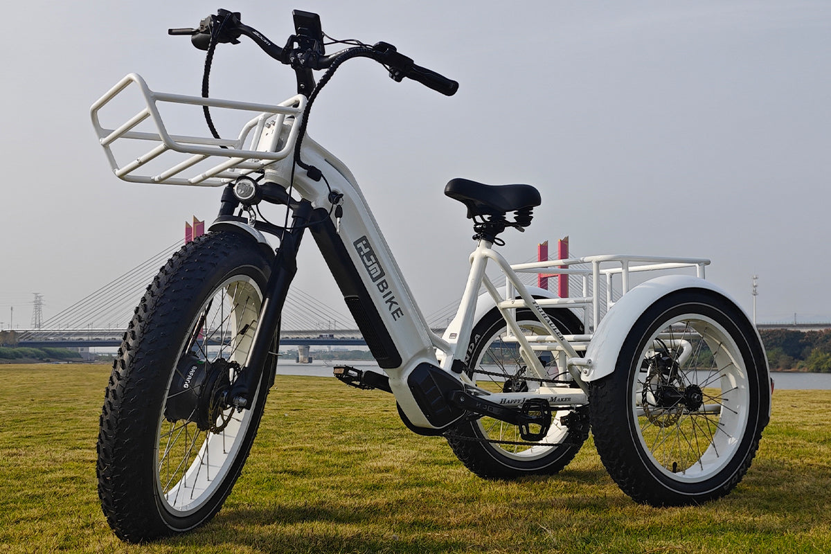 HJMbike TriHauler Cargo Fat Tire Etrike (Fully Assembled) white